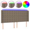vidaXL Tăblie de pat cu LED, gri taupe, 183x16x118/128 cm, textil