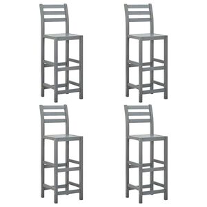 vidaXL Scaune de bar, 4 buc., gri, lemn masiv de acacia