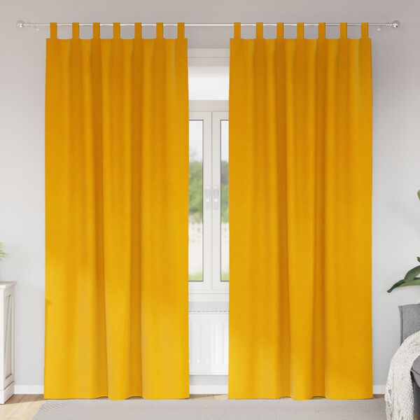 vidaXL Perdele opace 2 pcs Galben muștar 140 x 225 cm Catifea