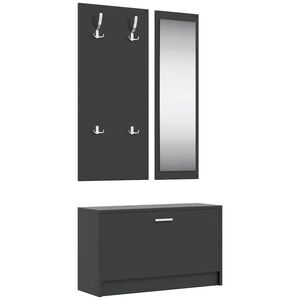 vidaXL Set pantofar 3 &icirc;n 1, negru, lemn prelucrat