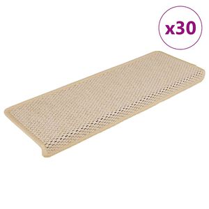 vidaXL Covorașe scări autoadezive, 30 buc., Berber, 65x21x4 cm, sisal