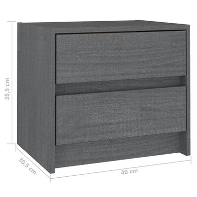 vidaXL Noptiere, 2 buc, gri, 40x30,5x35,5 cm, lemn masiv de pin