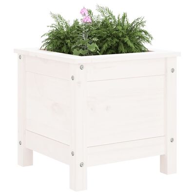 vidaXL Jardinieră de grădină, alb, 40x40x39 cm, lemn masiv de pin