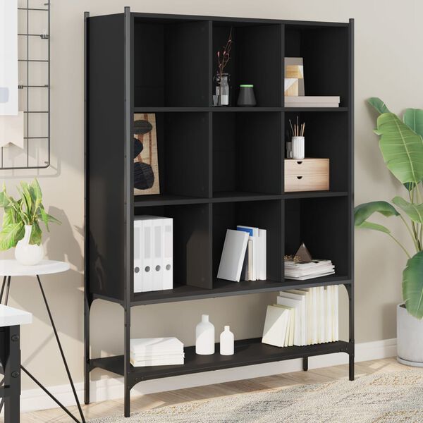 vidaXL Bibliotecă, negru, 102x30x141,5 cm, lemn prelucrat