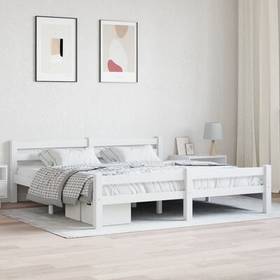 vidaXL Cadru de pat, alb, 180x200 cm, lemn de pin masiv