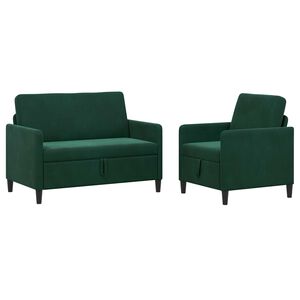 vidaXL Set de canapea cu spațiu de depozitare 2 buc. Verde &icirc;nchis