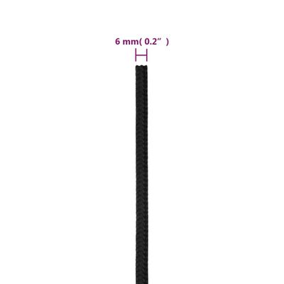 vidaXL Frânghie de barcă, negru complet, 6 mm, 250 m, polipropilenă