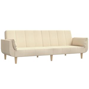 vidaXL Canapea extensibilă cu 2 locuri, 2 perne, crem, textil