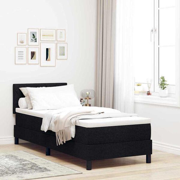 vidaXL Pat cu arcuri cu headboard Manual Negru 80 x 200 cm țesătură