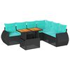 vidaXL Set canapele de grădină cu perne, 7 piese, negru, poliratan