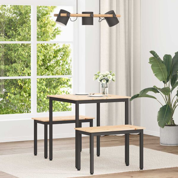 vidaXL Masă de dining natural 70 x 70 x 75 cm Lemn de pin masiv