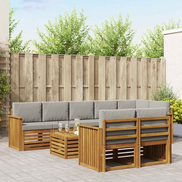 vidaXL Seturi de canapele cu pernă 9 pcs Gri natural și deschis