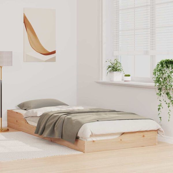 vidaXL Cadru de pat Maro 90 x 220 cm Lemn de pin masiv