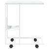 vidaXL Măsuță laterală cu roți, alb/maro, 55x36x63,5 cm lemn prelucrat