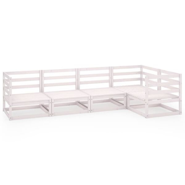 vidaXL Set mobilier de grădină, 5 piese, alb, lemn masiv de pin