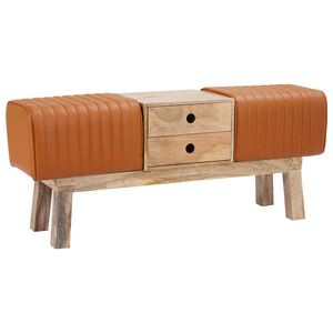 vidaXL bancă 110 x 30 x 45 cm Piele Naturală Maro