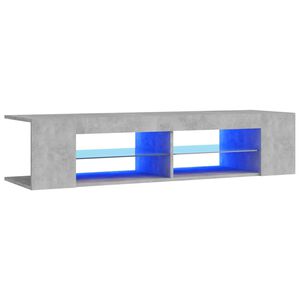 vidaXL Comodă TV cu lumini LED, gri beton, 135x39x30 cm