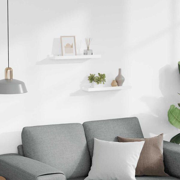 vidaXL Rafturi rame foto cu bordură, 2 buc., alb, 40 x 9 x 3 cm, MDF