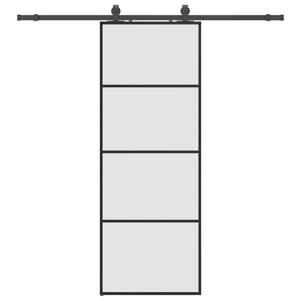 vidaXL Ușă glisantă cu set de feronerie neagră 76x205 cm Sticlă ESG