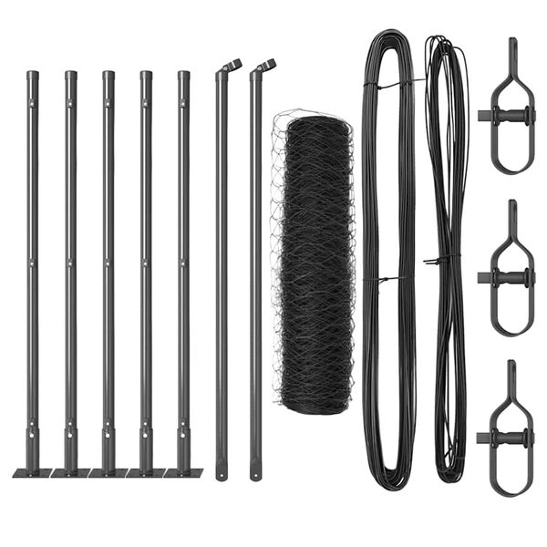 vidaXL St&acirc;lp de gard. Gri 10 x 0,5 m (plasă de 36 mm) Oțel și PVC