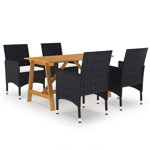 vidaXL Set mobilier de grădină, 5 piese, negru