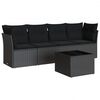 vidaXL Set mobilier de grădină cu perne, 5 piese, negru, poliratan