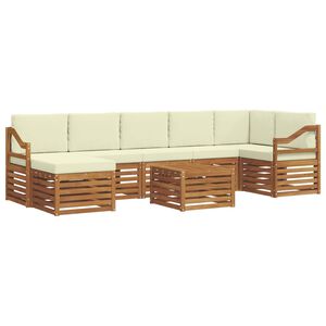 vidaXL Set de canapele de exterior cu pernă 8 pcs Natural și Crem
