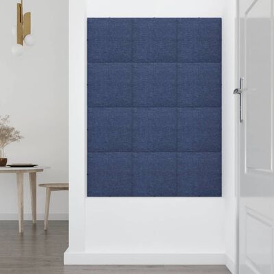 vidaXL Panouri de perete 12 buc. albastru 30x30 cm textil 1,08 m²