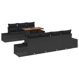 vidaXL Set de masă pentru grădină cu pernă 8 pcs Negru și Maro