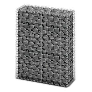vidaXL Coș gabion cu capace, s&acirc;rmă galvanizată, 100 x 80 x 30 cm