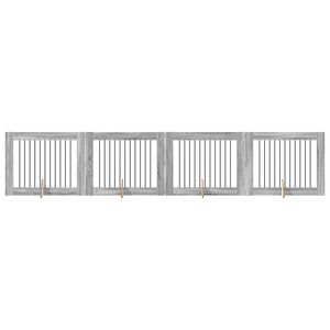 vidaXL Poartă pentru c&acirc;ini cu suporturi 4 pcs Sonoma gri 100 x 80 cm
