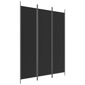 vidaXL Paravan de cameră cu 3 panouri, negru, 150x200 cm, textil