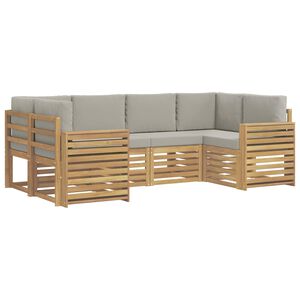 vidaXL Set de canapele de exterior 6 buc. Alb și gri deschis Poliester