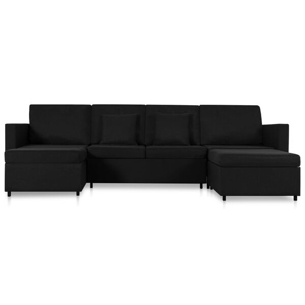 vidaXL Canapea extensibilă cu 4 locuri, negru, material textil