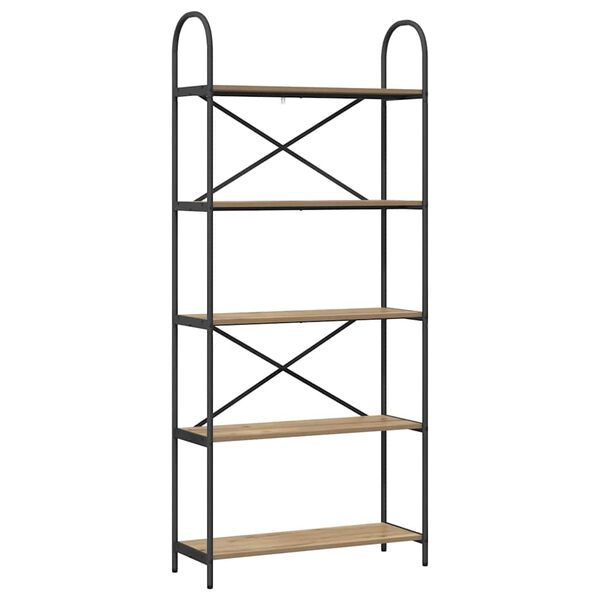 vidaXL Raft pentru cărți Stejar Artizanal 80 x 30 x 183 cm