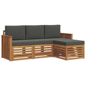 vidaXL Set de canapele de exterior 4 buc. Natural și Antracit