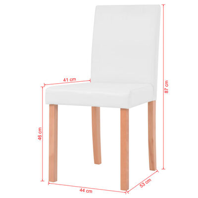 vidaXL Masă și scaune 7 piese, piele artificială, stejar, crem