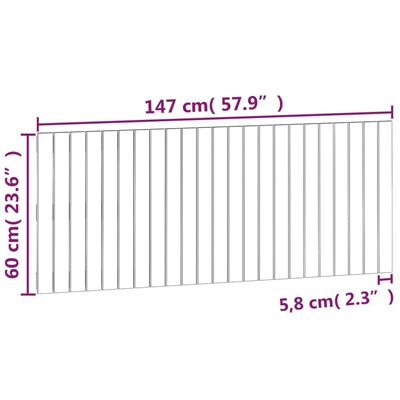 vidaXL Tăblie de pat pentru perete, alb, 147x3x60 cm, lemn masiv pin