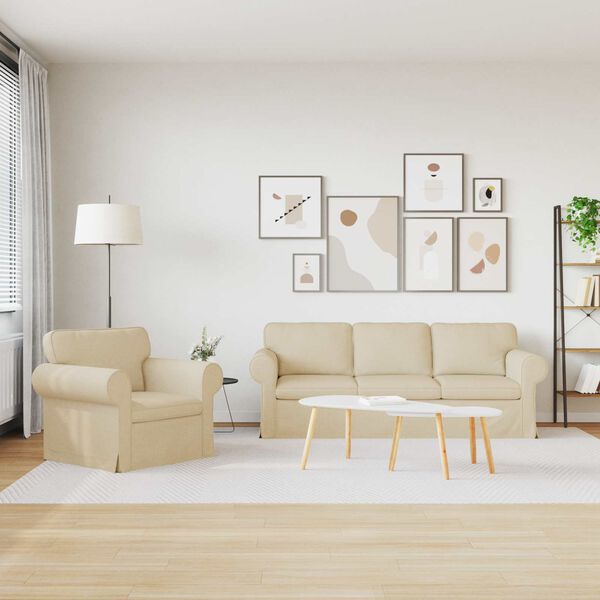 vidaXL Canapea 2 pcs Crem