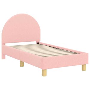 vidaXL Cadru de pat pentru copii cu spătar Roz 70 x 140 cm Boucl&eacute;