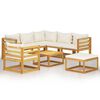 vidaXL Set mobilier de grădină, 8 piese, perne crem, lemn masiv acacia