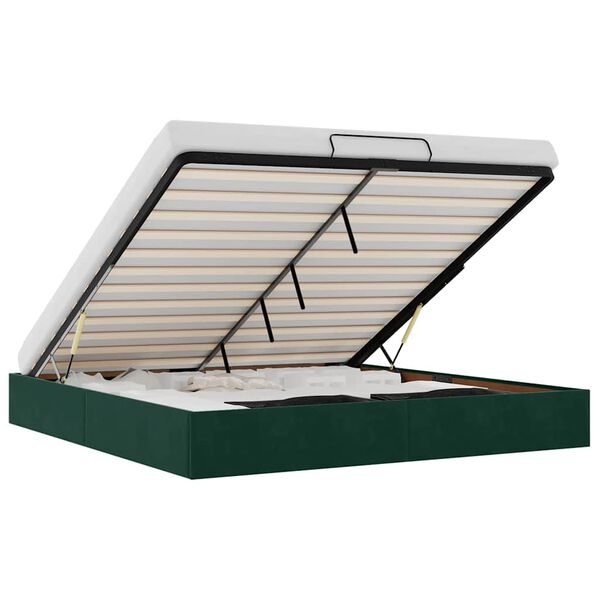 vidaXL Cadru de pat otoman fără saltea Verde &icirc;nchis 180x200 cm catifea