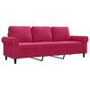 vidaXL Canapea cu 3 locuri, roșu vin, 180 cm, material catifea