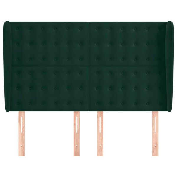 vidaXL Tăblie pat cu aripioare verde &icirc;nchis 147x23x118/128 cm catifea