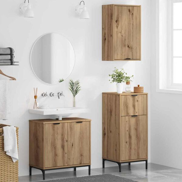 vidaXL Set de mobilier pentru baie cu sertar 3 pcs Stejar Artizanal