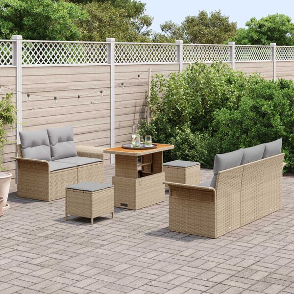 vidaXL Set de canapele pentru grădină 8 pcs Beige și gri deschis