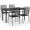 vidaXL Set mobilier de grădină, 5 piese, negru, sticlă și oțel