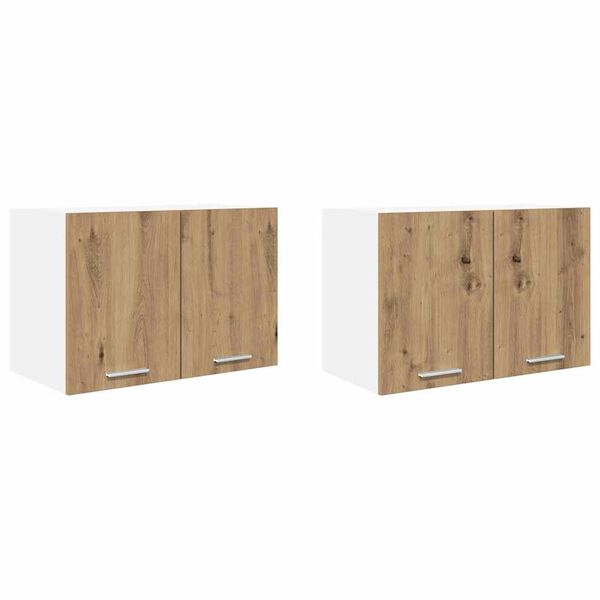vidaXL Dulap suspendat 2 pcs Stejar Artisan și Alb 60 x 31 x 40 cm