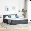 vidaXL Pat cu storage cu saltea cu headboard Gri &icirc;nchis 90 x 200 cm
