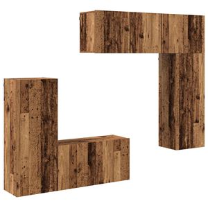 vidaXL Unitate TV de Perete Pe perete 5 pcs Lemn Vechi Lemn compozit